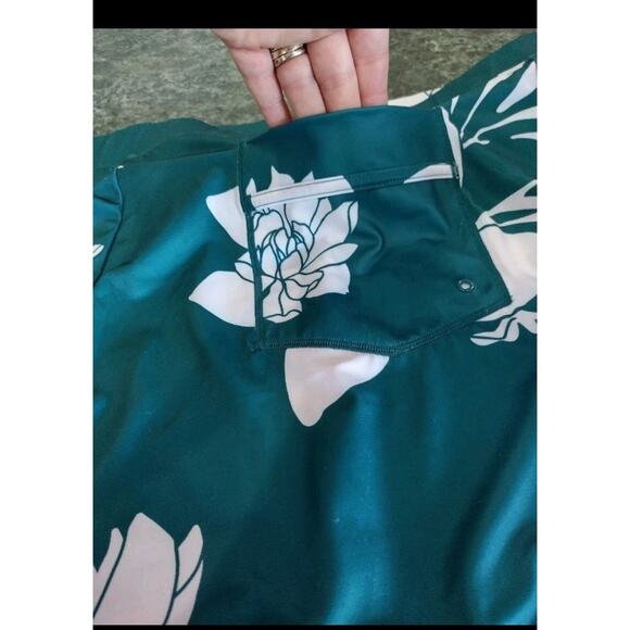 Lane Bryant Cacique Swim Size 36 6x teal & white tropical Brief Boy Short Bottom - Picture 6 of 6